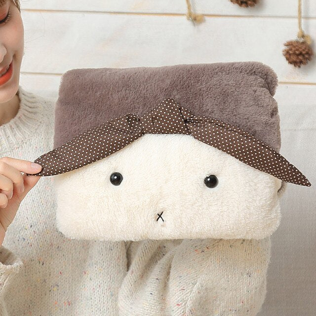Gray bow electric hot water bottle