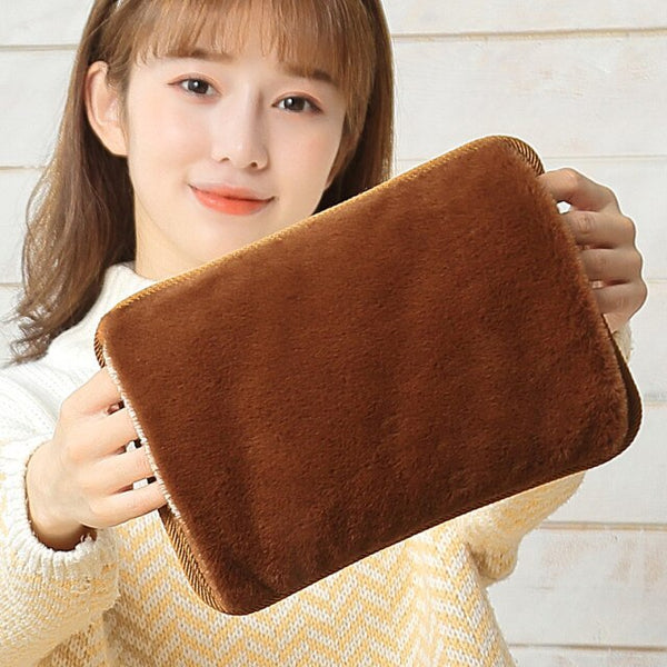 Brown electric hot water bottle