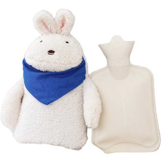 Blue rabbit plush hot water bottle